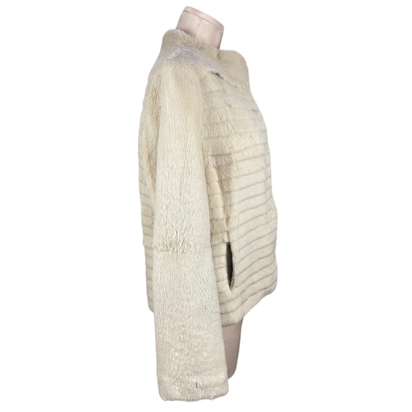 Vintage Rabbit Fur Mock Neck Textured Jacket Medium - Picture 2 of 13
